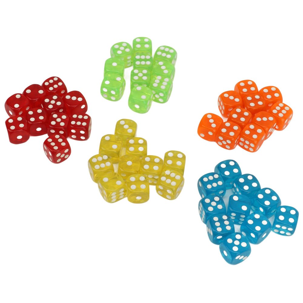 5 Pcs Waterproof Crystal Dices 25mm Transparent Dice 6 Sided Round Corner Crystal Dices Board Game Dices