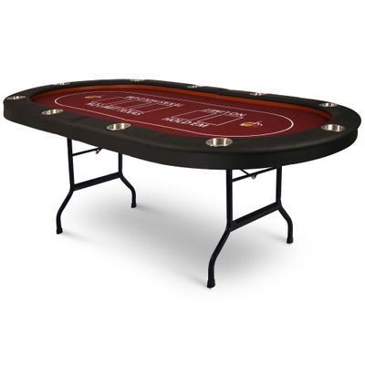 10 Player Foldable Poker Table, 91'' Extra Large Premium Texas Blackjack Holdem Poker Table with Cup Holders, Folding Casino Leisure Poker Tables with Padded Rails, Stylish Red Design