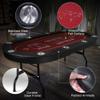 10 Player Foldable Poker Table, 91'' Extra Large Premium Texas Blackjack Holdem Poker Table with Cup Holders, Folding Casino Leisure Poker Tables with Padded Rails, Stylish Red Design view 2