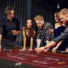 10 Player Foldable Poker Table, 91'' Extra Large Premium Texas Blackjack Holdem Poker Table with Cup Holders, Folding Casino Leisure Poker Tables with Padded Rails, Stylish Red Design view 3