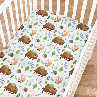 Animals Trees Floral Spring Baby Crib Sheets for Boys Girls 52"x28" Cute Bear Bunny Hedgehog Fox Soft Breathable Unisex Baby Nursery Bed Sheets for Standard Crib and Toddler Mattresses