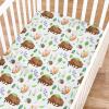 Animals Trees Floral Spring Baby Crib Sheets for Boys Girls 52"x28" Cute Bear Bunny Hedgehog Fox Soft Breathable Unisex Baby Nursery Bed Sheets for Standard Crib and Toddler Mattresses view 1