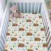 Animals Trees Floral Spring Baby Crib Sheets for Boys Girls 52"x28" Cute Bear Bunny Hedgehog Fox Soft Breathable Unisex Baby Nursery Bed Sheets for Standard Crib and Toddler Mattresses view 2