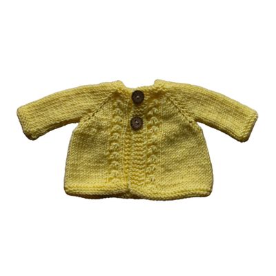 Waldorf Doll Yellow Cardigan for 16-14 inch Dolls | Hand Knitted Wool Doll Cardigans