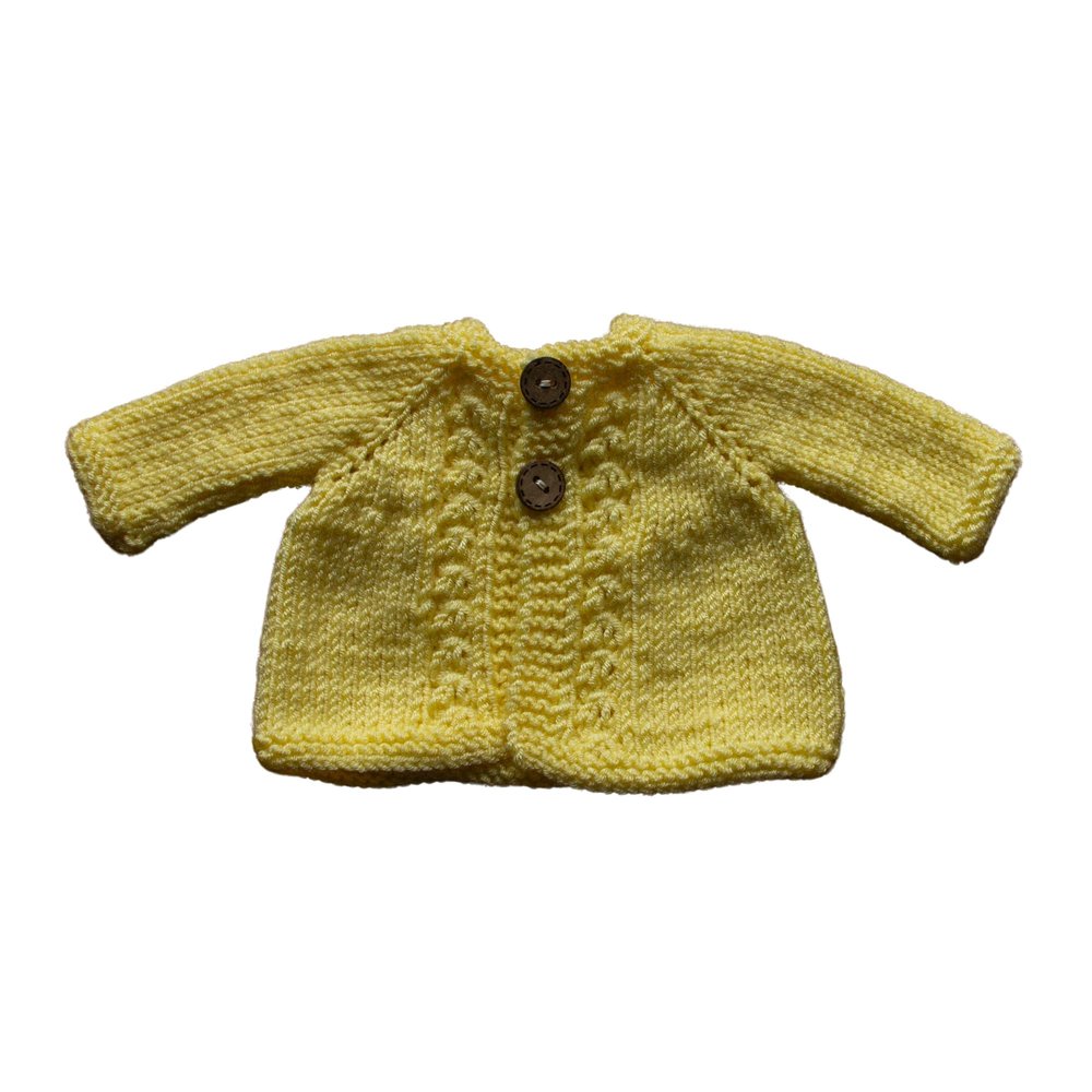 Waldorf Doll Yellow Cardigan for 16-14 inch Dolls | Hand Knitted Wool Doll Cardigans