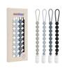 4 Pcs Gray Baby Silicone Teething Pacifier Clip,One-Piece Design,Round Shape,Smooth Surface,BPA Free. view 1