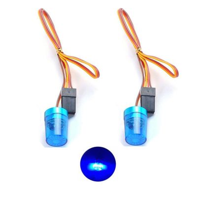 Chanmoo 1/10 1/14 RC Car Led Flash Lights Police OD 9MM Multi-Function 360 Degree Rotating Flashing Lamp for 1:10 RC Off Road Car 1:14 Tamiya Tractor RC Engineering Truck 2PCS (Blue OD9mm)