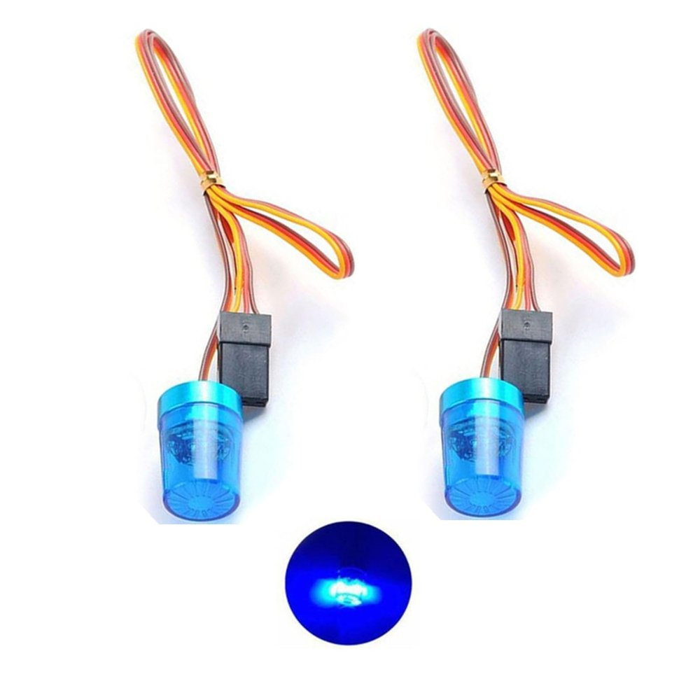 Chanmoo 1/10 1/14 RC Car Led Flash Lights Police OD 9MM Multi-Function 360 Degree Rotating Flashing Lamp for 1:10 RC Off Road Car 1:14 Tamiya Tractor RC Engineering Truck 2PCS (Blue OD9mm)