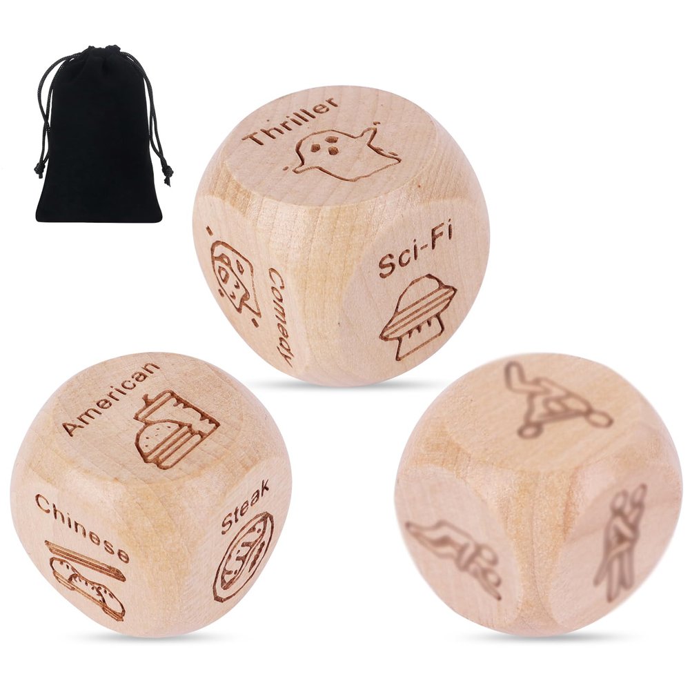 Date Night Dice Ideas Decision Making for Couples, Romantic Wooden Dice Gifts for Him Her Boyfriend Girlfriend Wife Husband,Perfect for Anniversary Bridal Shower Valentine's Day Birthday Wedding