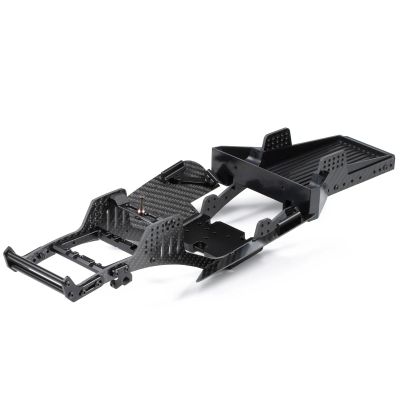 HooCrawler H4 1/10 Carbon LCG Chassis Kit with Injection Molded Rear Trunk Bucket, Sliders Delrin Skid Plate, Dual Servo Mount for SCX10 AR44 AR45 Capra F9 TRX4