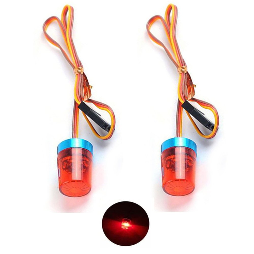 Chanmoo 1/10 1/14 RC Car Led Flash Lights Police OD 9MM Multi-Function 360 Degree Rotating Flashing Lamp for Off Road Car Tractor Truck 2PCS (Red OD9mm)