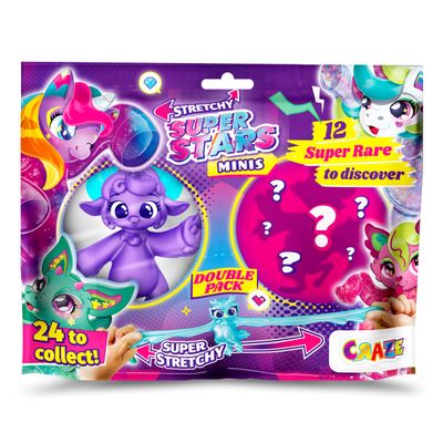 CRAZE Stretchy Superstars Mini Pack of 2 - Super Stretchy & Slimy Stretch Figures, Mini Action Figure for Kids to Collect