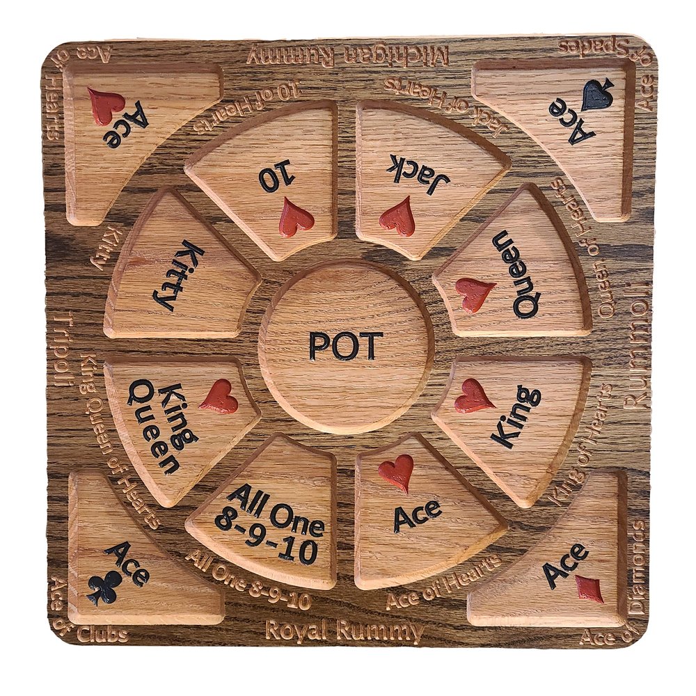 20"x20" Tripoli, Michigan Rummy or Rummoli Board (8-9-10 Edition)