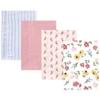 Hudson Baby Unisex Baby Cotton Flannel Burp Cloths, Soft Painted Floral 4 Pack, One Size view 1