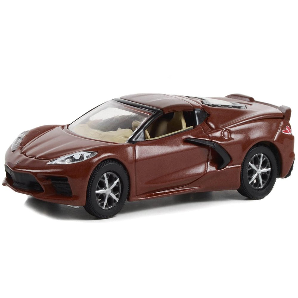 2022 Chevy Corvette C8 Stingray Coupe Caffeine Brown Metallic Showroom Floor Series 2 1/64 Diecast Model Car by Greenlight 68020 B