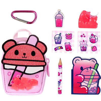 REAL LITTLES - Scented Surprise Micro Backpacks, Soft, Fluffy, Cute Food Themed Micro Backpack With 5 Scented Real Working Micro Stationery Surprises Inside, 6 To Collect
