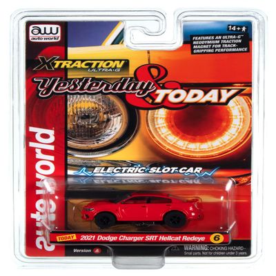 Auto World Xtraction 2021 Dodge Charger Hellcat Redeye (Red) HO Scale Slot Car