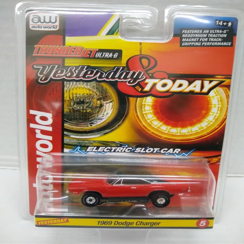 Auto World SC400-5A Yesterday & Today Series 1969 Charger HO Scale Electric Slot Car - Charger Red