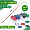 Leyndo Craps Tabletop Game Set, Includes 35" x 70" Rubber Craps Tabletop Layout Mat, 36" Rattan Stick, Casino Grade AAA 19mm Dice, 3 Inch On/Off Buttons and 100 Poker Chips with Case view 3
