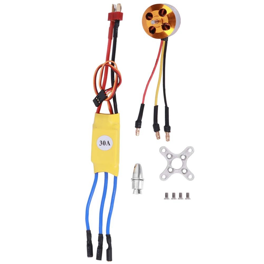 2 Pcs XXD 30A RC Brushless Motor Electric Speed Controller, A2212 KV1000 / KV1400 / KV2200 Brushless Motor for Remote Control Drone, ESC Yellow for Airplane Quadcopter Drone Model (A2212 KV1400)