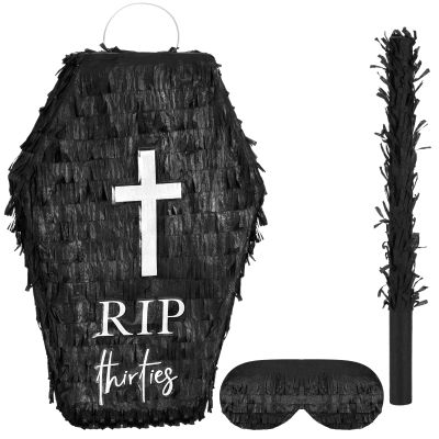 40th Birthday piatas with Stick Blindfold Death to My 30s piatas 16" x 12" Rip Thirties Funeral Tombstone for 40th Birthday Party Decorations Photo Prop Anniversary
