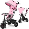 INFANS Kids Tricycle, 6 in 1 Baby Trike Toddler Bike with Reversible Seat, Adjustable Push Handle, Control Direction, Removable Canopy, Safety Harness, Belt, Storage, 9-60 Months (Pink) view 1