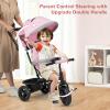 INFANS Kids Tricycle, 6 in 1 Baby Trike Toddler Bike with Reversible Seat, Adjustable Push Handle, Control Direction, Removable Canopy, Safety Harness, Belt, Storage, 9-60 Months (Pink) view 4