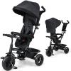 INFANS Kids Tricycle, 6 in 1 Baby Trike Toddler Bike with Reversible Seat, Adjustable Push Handle, Control Direction, Removable Canopy, Safety Harness, Belt, Storage, 9-60 Months (Black) view 1