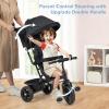 INFANS Kids Tricycle, 6 in 1 Baby Trike Toddler Bike with Reversible Seat, Adjustable Push Handle, Control Direction, Removable Canopy, Safety Harness, Belt, Storage, 9-60 Months (Black) view 4