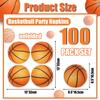 100Pcs Basketball Napkins Basketball Shaped Paper Napkins Basketball Party Favors for Sport Party Baby Shower Birthday Party Basketball Themed Party Supplies view 2