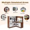 Costzon Kids Kitchen Playset, Toddler Pretend Toy Cooking Set w/Real Lights & Sounds, Sink & Faucet, Ice Maker, Microwave, Oven, 18 Cooking Accessories, Corner Play Kitchen for Kids Ages 3+ (Coffee) view 3
