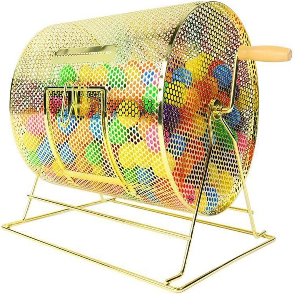 YUNYHAO Raffle Machine, Metal Raffle Cage, Manual Raffle Drum Spinner, for Party Raffle Fundraisers, Promotions (can Hold 130 Balls), gaoyun-1001