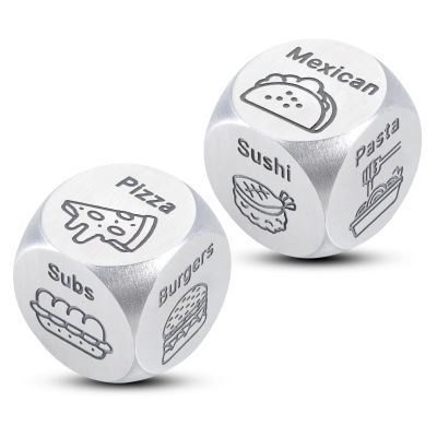 2PCS Food Decider Dice for Husband Men, Christmas Stocking Stuffers for Women Men, Christmas Gag Gifts for Couples Boyfriend Girlfriend, Date Night Dice Gifts for Wife Husband White Elephant Gift
