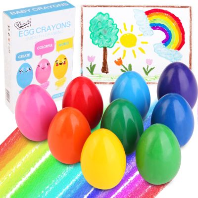 9 Color Jumbo Egg Crayons for Toddlers & Kids - Non-Toxic, Washable, Easy-Grip Palm Grip Crayons - Ideal Art Supplies & Easter Gifts for Boys & Girls