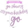 BEISHIDA Light Purple Go Shawty It's Your Birthday Banner - NO DIY - Hip Hop Theme Glitter Happy Birthday Banner - Pre-Strung - Light Purple Rap Theme Happy Birthday Sign for Man Women birthday Party view 3