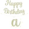 BEISHIDA Light Gold Happy Birthday Banner - 10Feet, Pre-Strung Glitter Sign, Backdrop & Decorations view 2