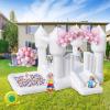 FINCOME Inflatable Bounce House for Kids, White Bounce House with Slide, Jumping Bouncy Castle for Kids Birthday Party, Wedding, Backyard Indoor/Outdoor White (with Blower) view 1
