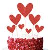 Rsstarxi 35 Pack Double Sided Glitter Red Heart Cake Toppers Valentine's Day Cupcake Toppers Sweet Love Heart Cupcake Picks for Wedding Engagement Party Cake Decorations view 1