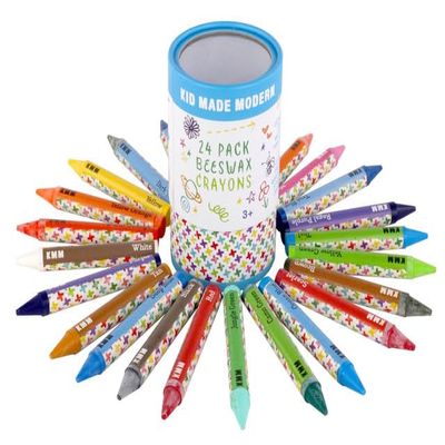 Kid Made Modern Beeswax Crayons for Toddlers & Kids (24 Pieces) - Coloring Non Toxic Crayons with Case (Ages 3+)