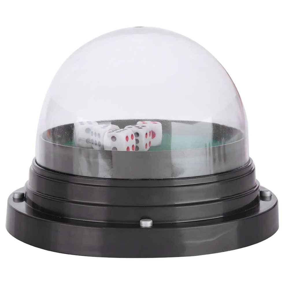 QANYEGN Automatic Dice Roller Cup, Automatic Lucky Dice Roller Cup Set, Black Transparent Plastic Cover Dice Roller for KTV Pub
