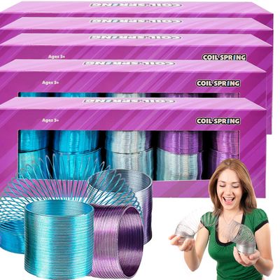The Dreidel Company Metal Coil Spring, Goody Bag Fillers, Party Favor for Kids, Variety of 2.4" (60mm) Individually Boxed (50-Pack)