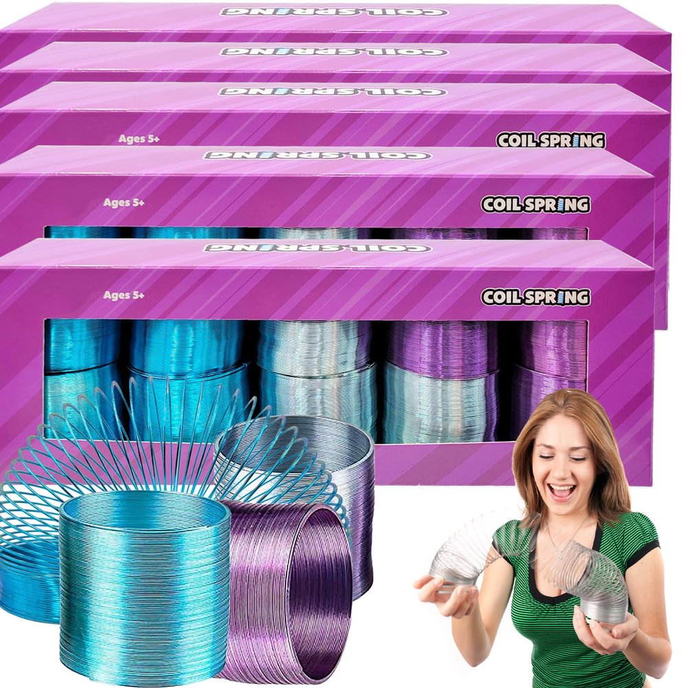 The Dreidel Company Metal Coil Spring, Goody Bag Fillers, Party Favor for Kids, Variety of 2.4" (60mm) Individually Boxed (50-Pack)
