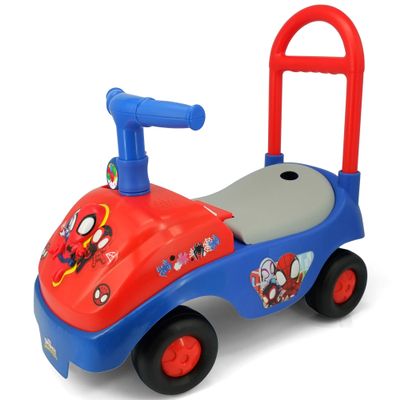 Kiddieland Spidey Ride-On Foot-to-Floor Vehicle with Foldable Handle, Interactive Dashboard Sounds & Toy Phone, for Toddlers 1236 Months, 55 lb Limit