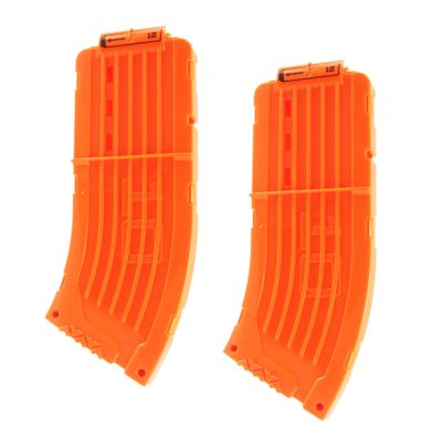 BOROLA 10 Darts Curved Magazine Quick Reload Clip Compatible for Nerf Elite (Orange, 2Pcs)