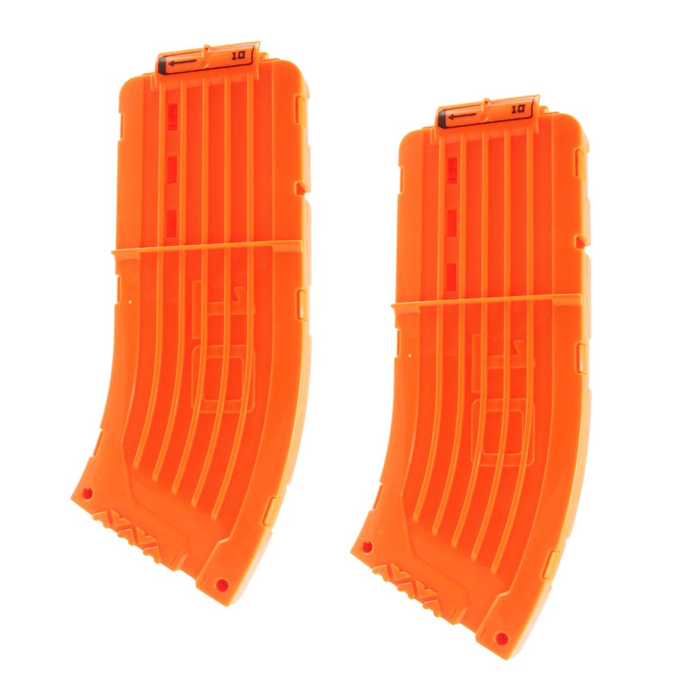 BOROLA 10 Darts Curved Magazine Quick Reload Clip Compatible for Nerf Elite (Orange, 2Pcs)