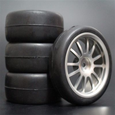 1Set 4Pcs HSP HPI Racing Tire Tire Metal Wheel Rim 4Pcs for RC 1/10 On-Road Car HSP 94123/94103/94122 D4/D3 FW06 108S Modification Accessories (Color : 2)
