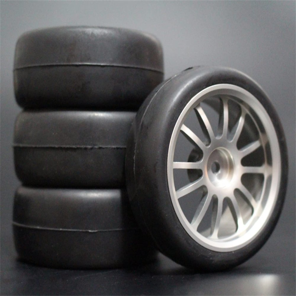 1Set 4Pcs HSP HPI Racing Tire Tire Metal Wheel Rim 4Pcs for RC 1/10 On-Road Car HSP 94123/94103/94122 D4/D3 FW06 108S Modification Accessories (Color : 2)