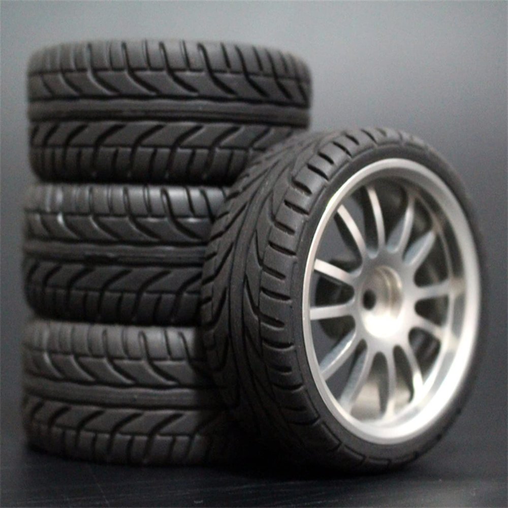 1Set 4Pcs HSP HPI Racing Tire Tire Metal Wheel Rim 4Pcs for RC 1/10 On-Road Car HSP 94123/94103/94122 D4/D3 FW06 108S Modification Accessories (Color : 6)