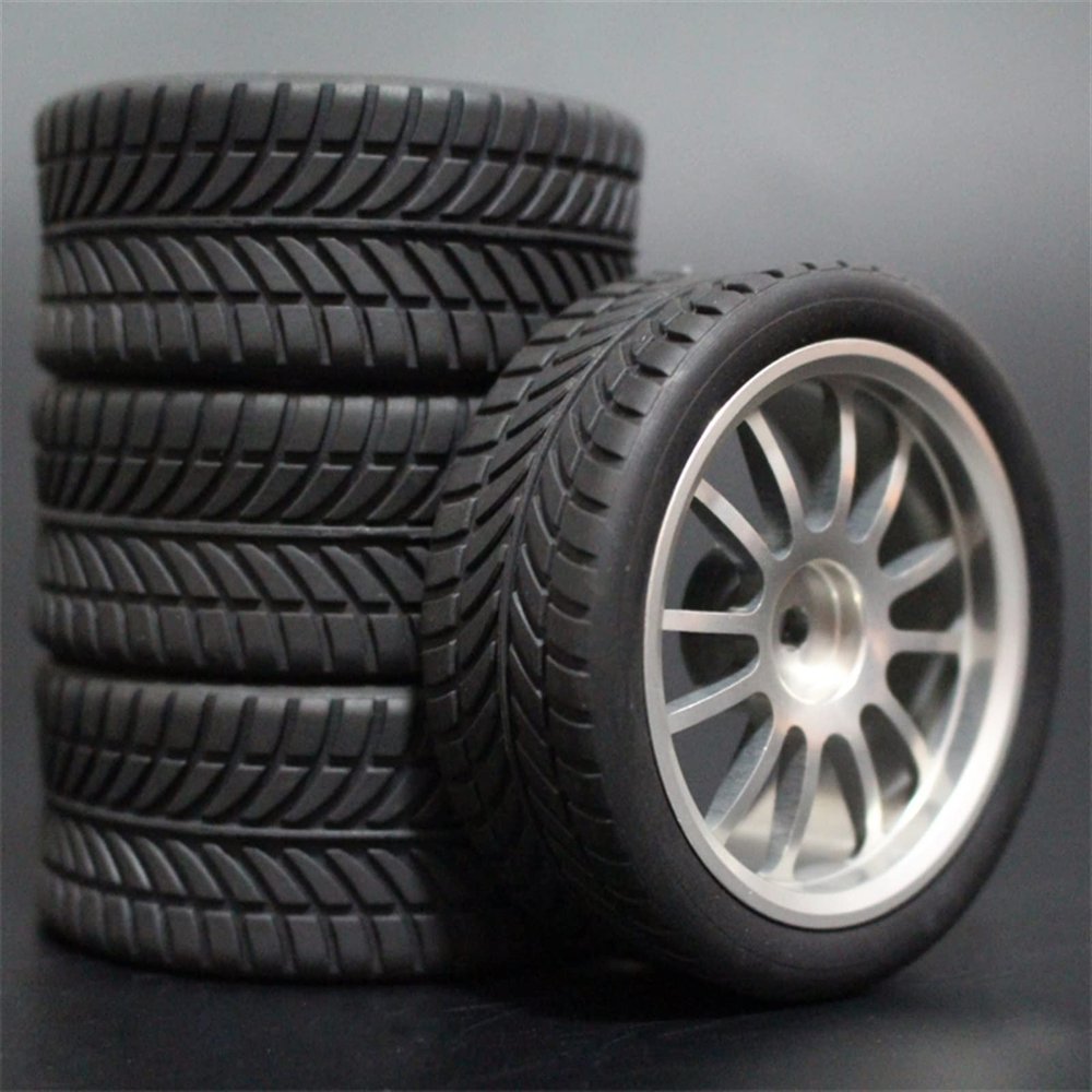 1Set 4Pcs HSP HPI Racing Tire Tire Metal Wheel Rim 4Pcs for RC 1/10 On-Road Car HSP 94123/94103/94122 D4/D3 FW06 108S Modification Accessories (Color : 3)