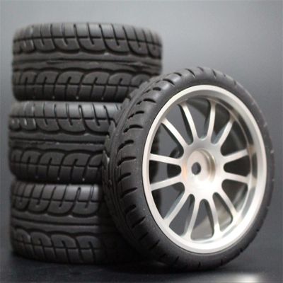 1Set 4Pcs HSP HPI Racing Tire Tire Metal Wheel Rim 4Pcs for RC 1/10 On-Road Car HSP 94123/94103/94122 D4/D3 FW06 108S Modification Accessories (Color : 5)
